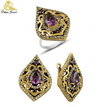 Gümüş Otantik Taşlı Set